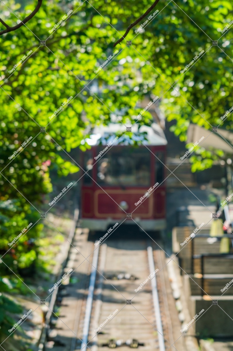 Peak Tram and wood tunnel