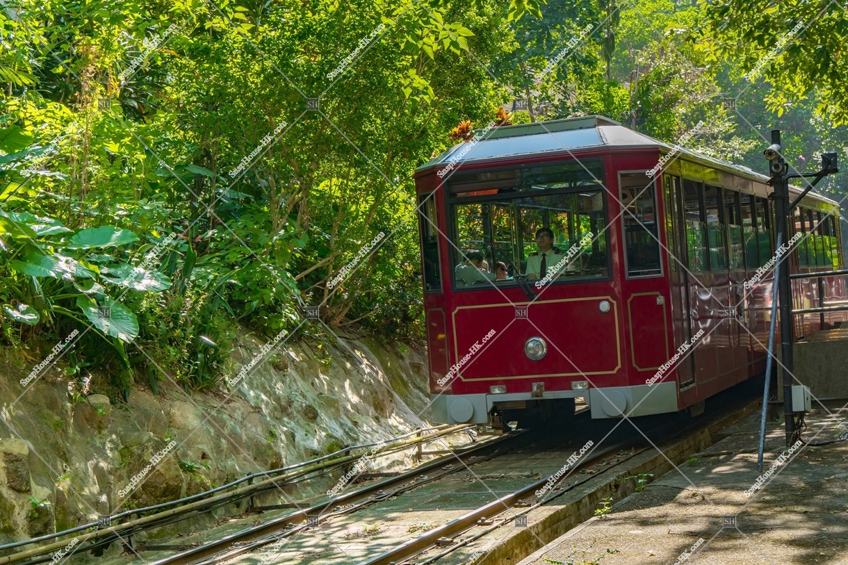 Peak Tram going down to the wood