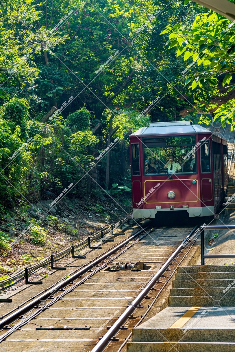 Peak Tram going down to the Central [Portrait]