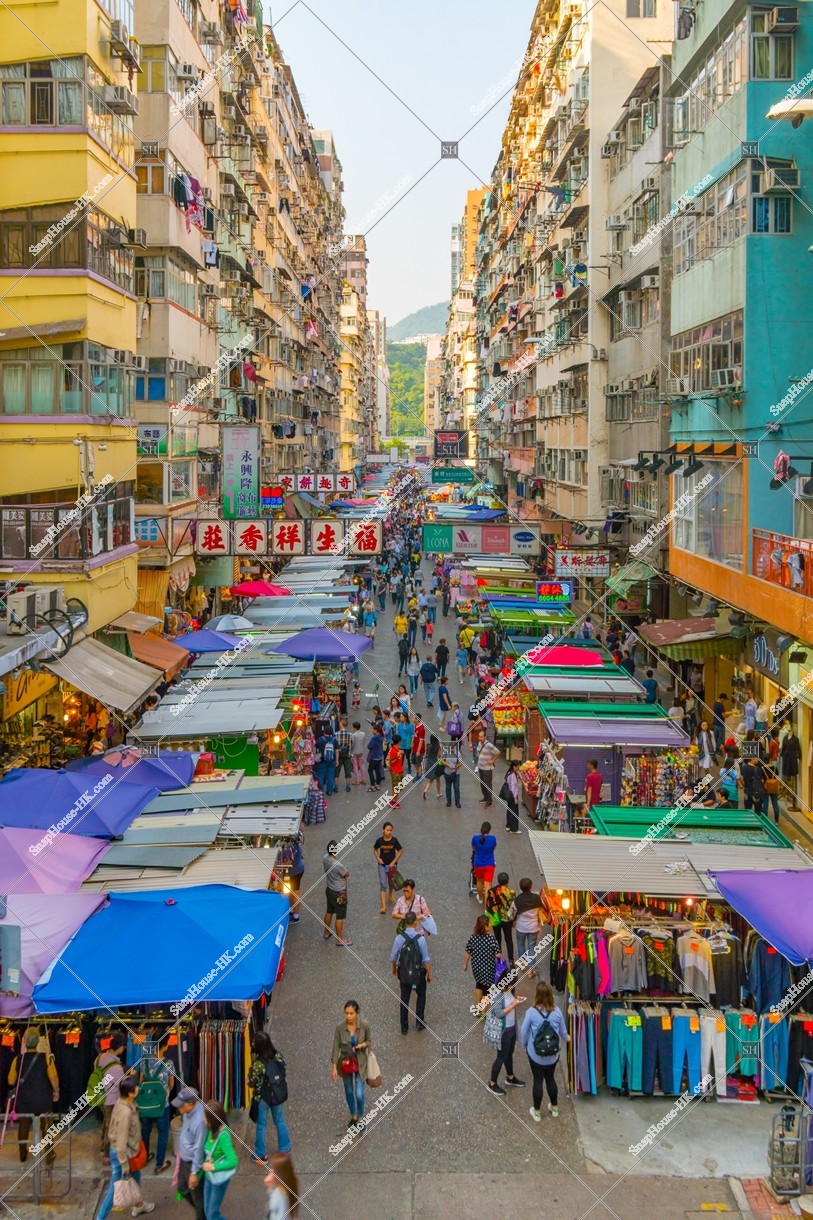 View of  Fa Yuen Street Street in Mong Kok at noon