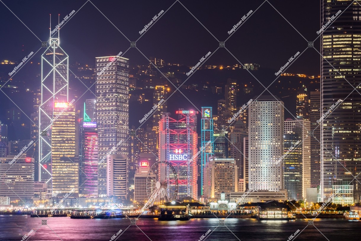 Night view in the Central of high-rise buildings 