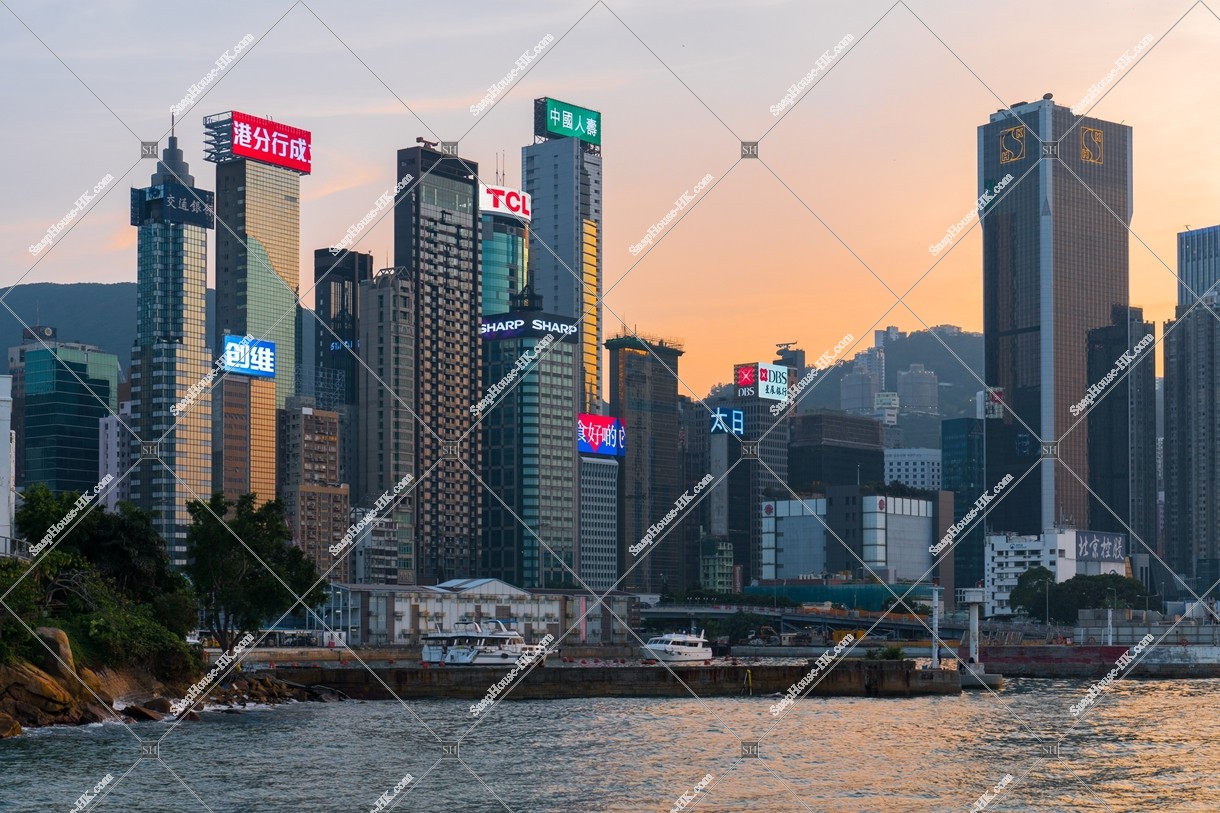 Sunset view of Buildings at Wan Chai