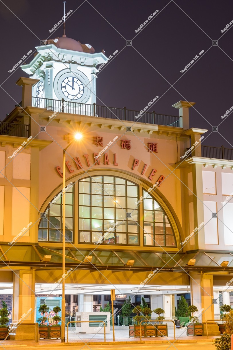 Central Ferry Piers Entrance Aerial View at night