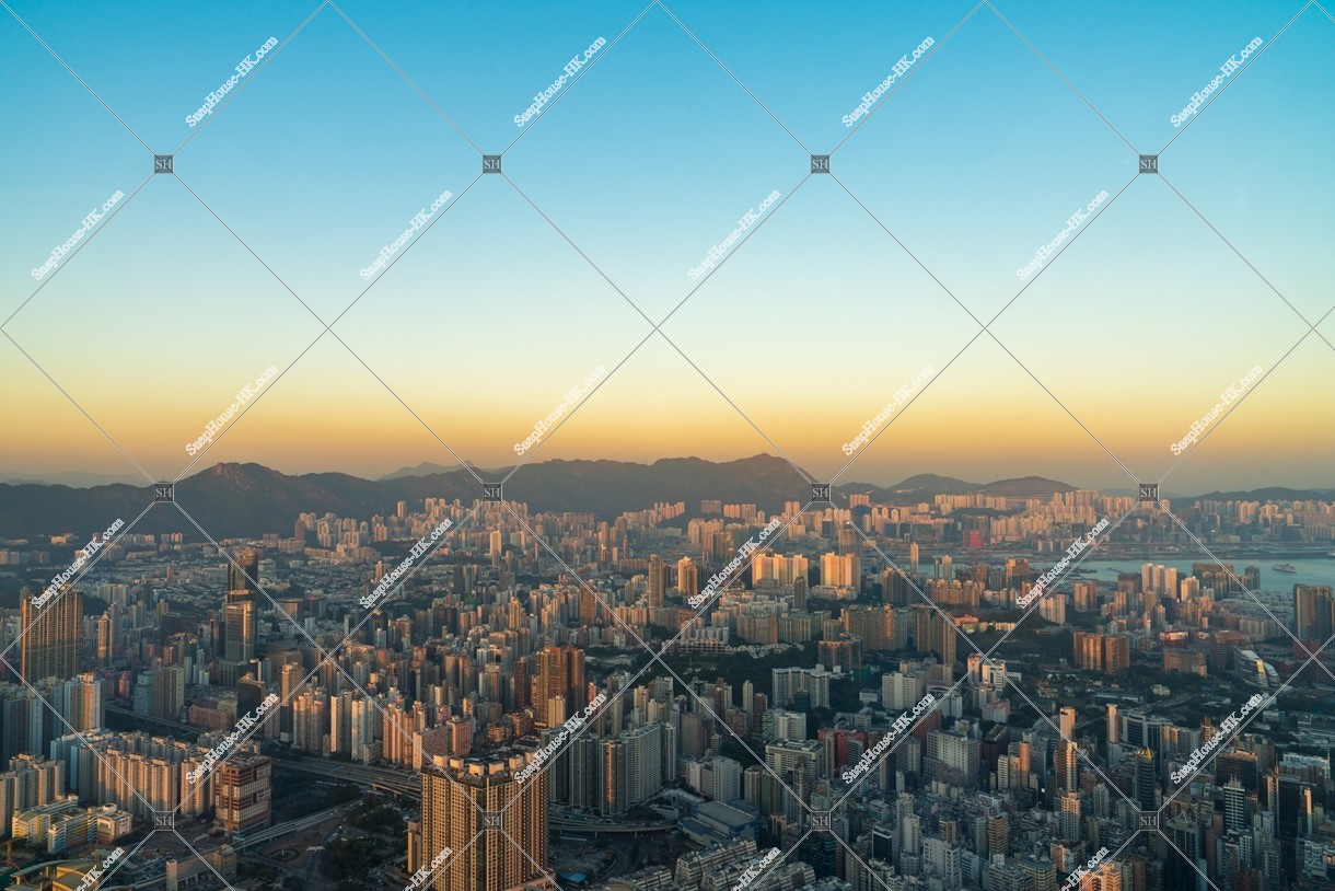 The view of north side of Kowloon in the evening