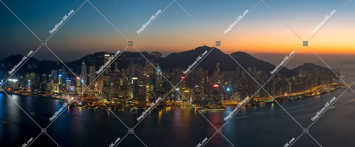 View of Hong Kong Island after sunset