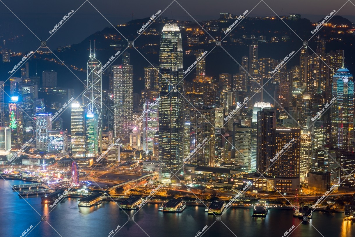 Night view of high-rise buildings of Central
