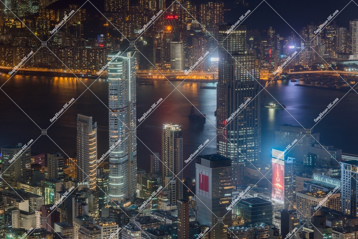 Night view of the high-rise building in Tsim Sha Tsui