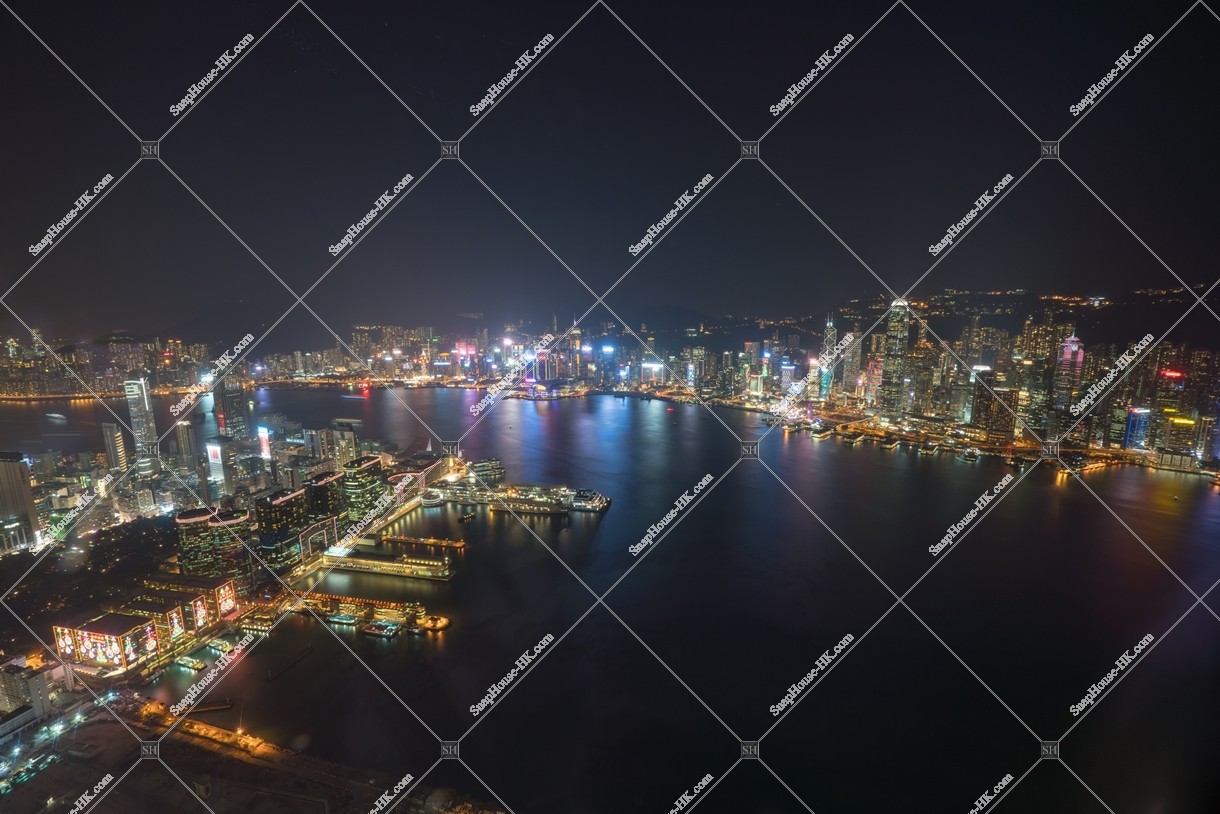 Night view of Tsim Sha Tsui and Hong Kong Island urban area in Kowloon