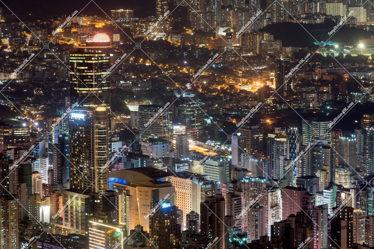 Night view of Mong Kok, Langham Place and nearby