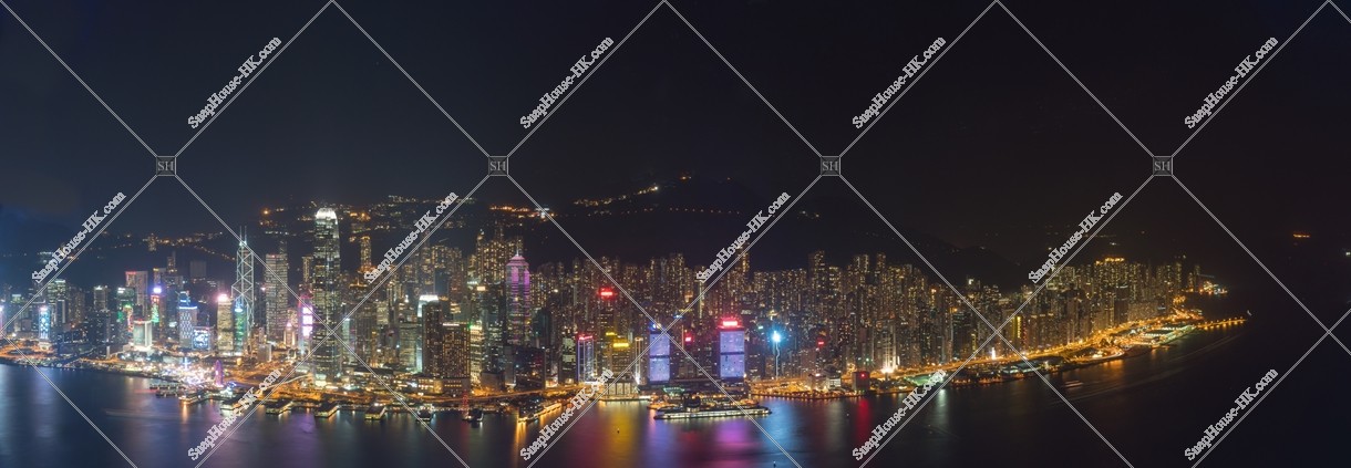 
Night view from Central to Sheung Wan of Hong Kong Island