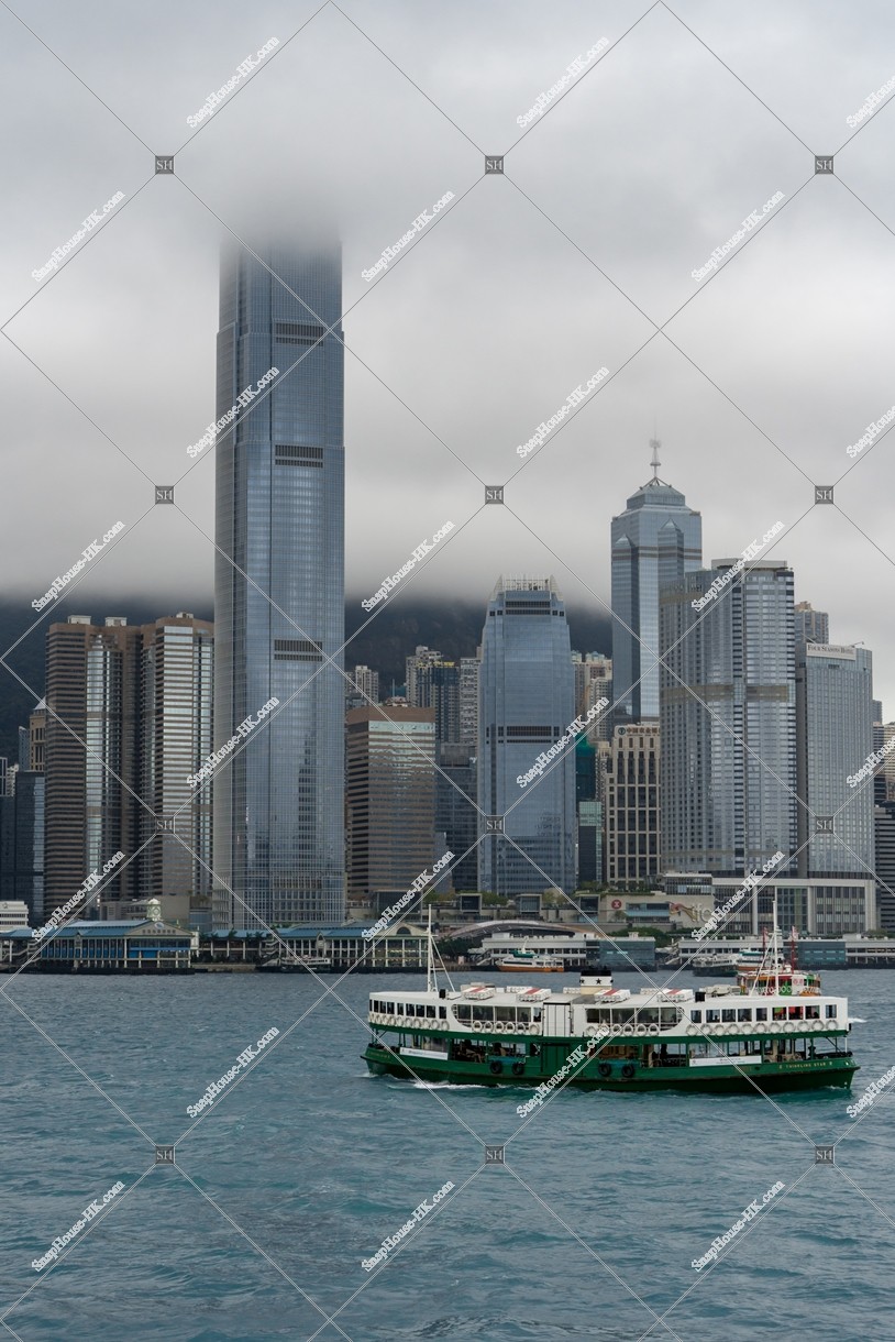 International Finance(ifc) Centre and the Star Ferry on a cloudy day