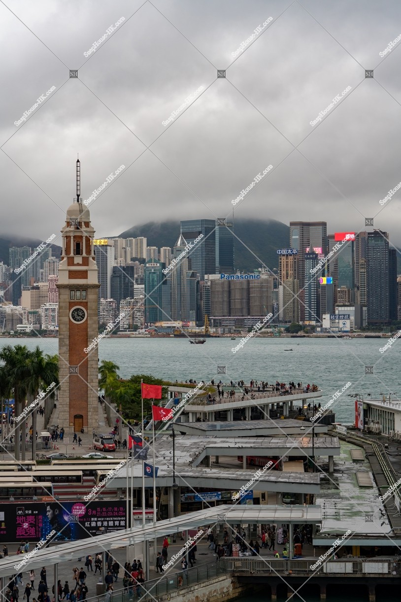 View of Hong Kong Clock Tower and the nearby on a cloudy day