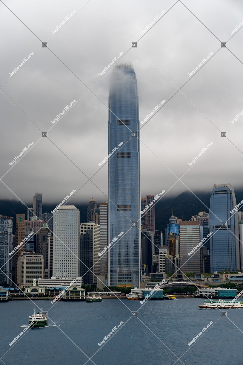 View of the high-rise buildings at Central on a cloudy day [Portrait]