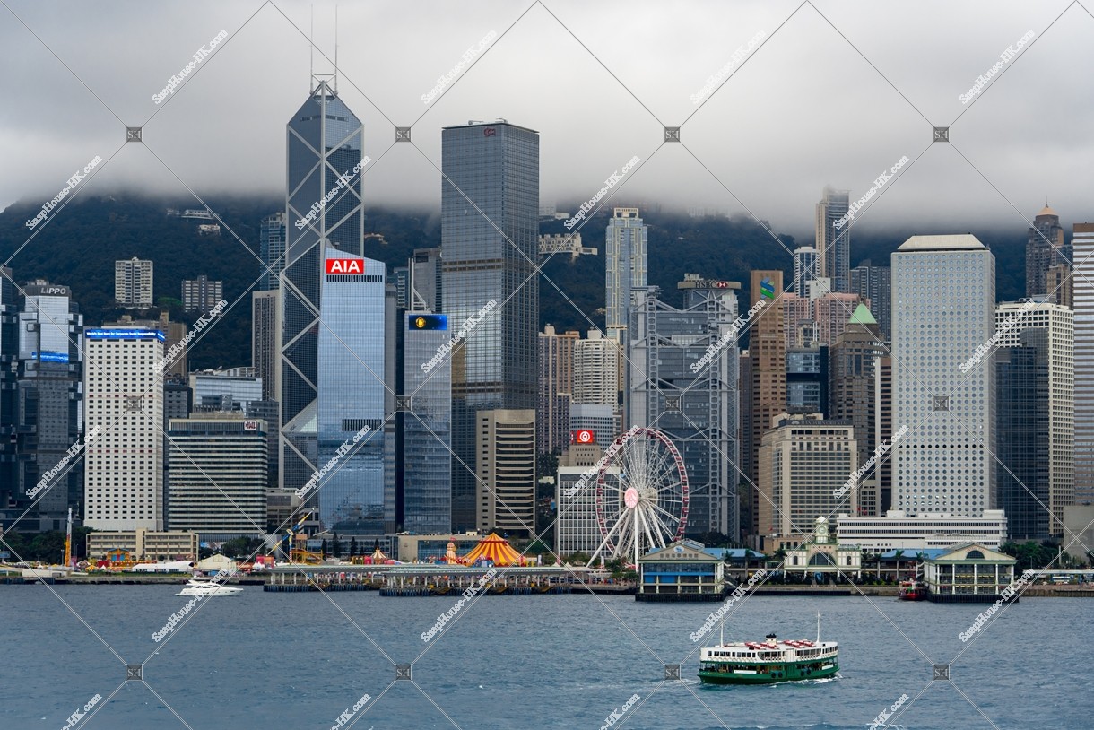 View of the Financial high-rise buildings at Central on a cloudy day [Landscape] No.1