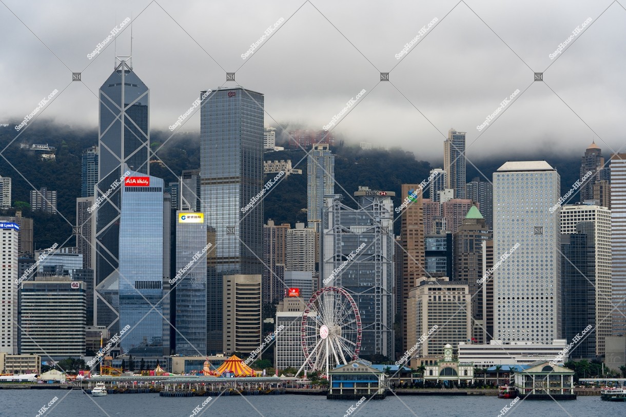 View of the Financial high-rise buildings at Central  on a cloudy day [Landscape], No.2