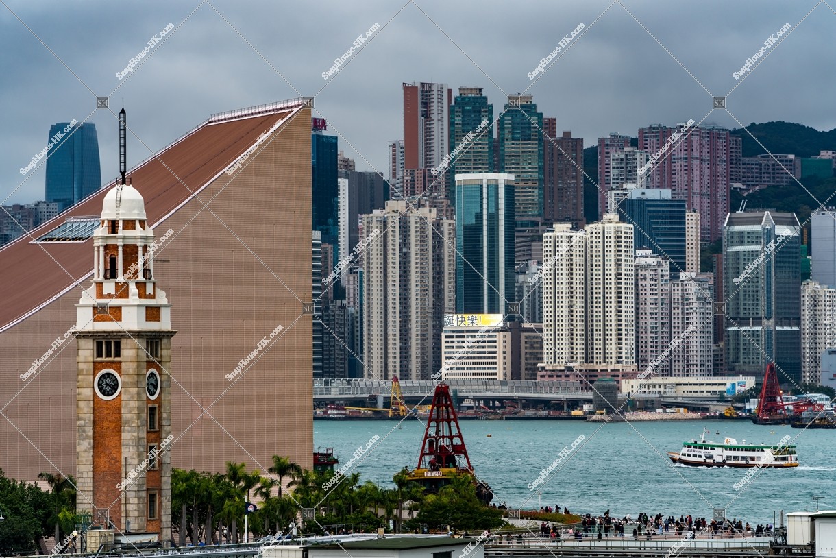 Hong Kong Clock Tower and the high-rise buildings in North Point