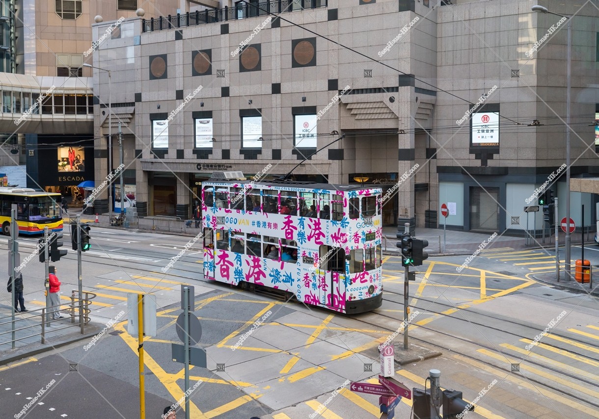 Hong Kong Tramway driving to Central