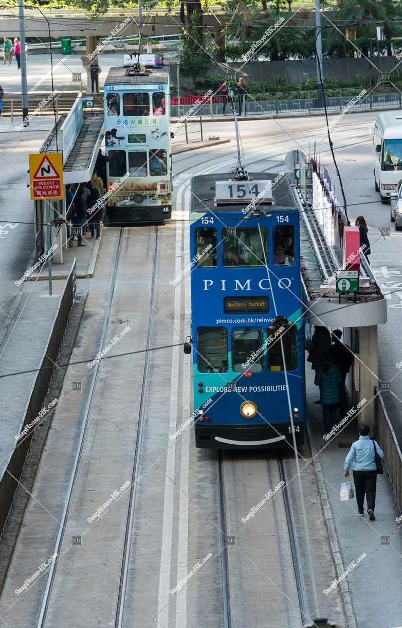 Hong Kong Tramway stopping in Central