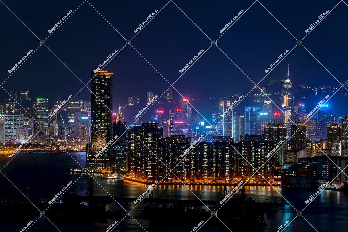 Night view of buildings of Hung Hom and Wai Chai 