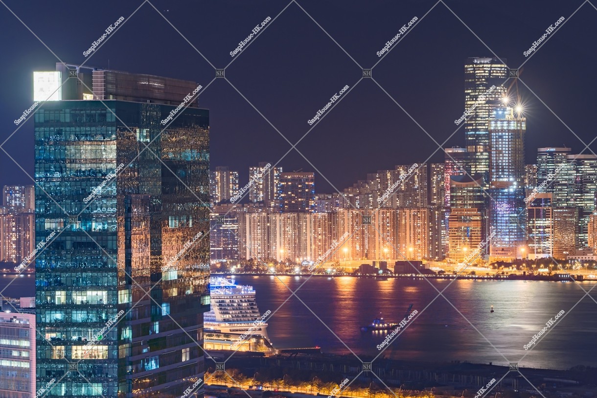Night view of buildings of Kowloon Bay(Left side) and Quarry Bay(Right side)