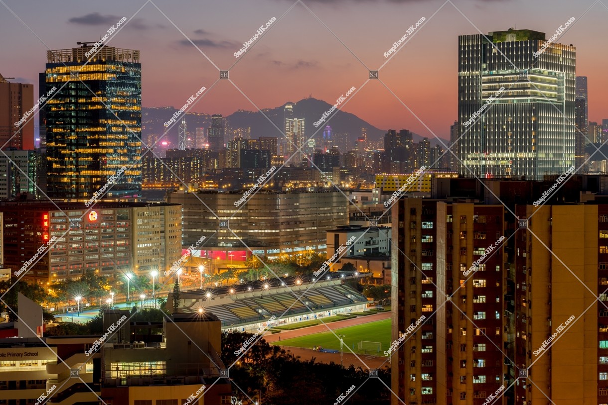 Panorama view of Kowloon Bay after the sunset No.2