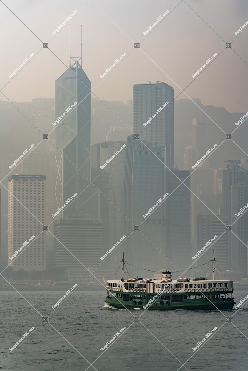 Buildings at Central  and Star Ferry during smog, No.No.6
