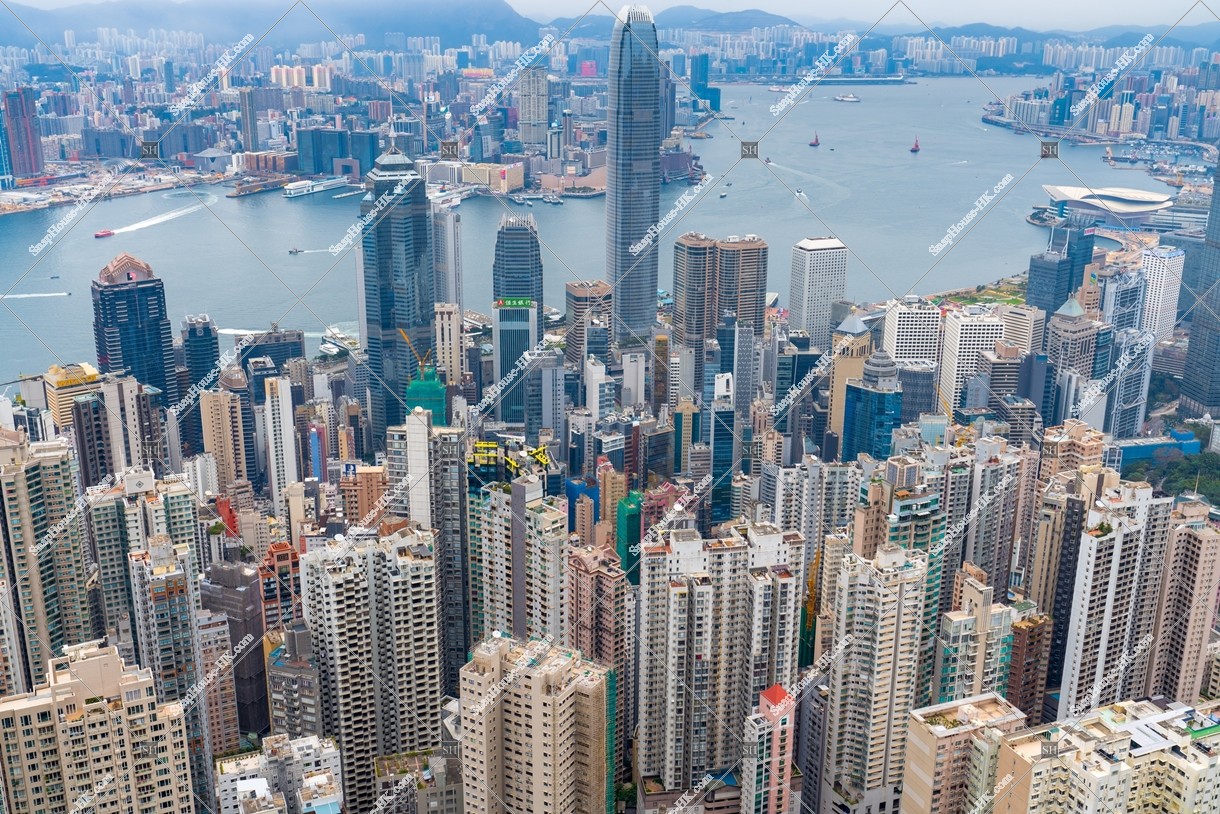 View of Central high-rise building from The Peak, No.4