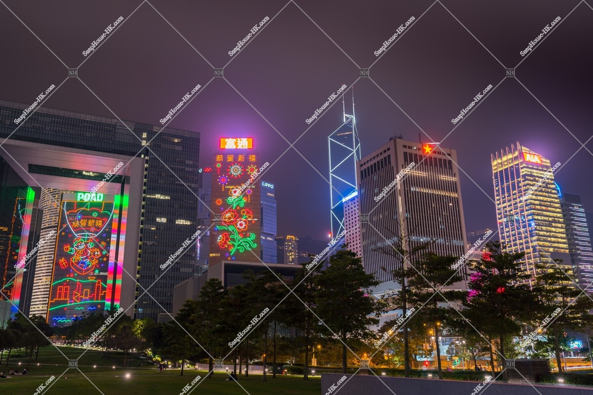 Chines new year night view, Group of buildings in the central business districts, Admiralty, No.1