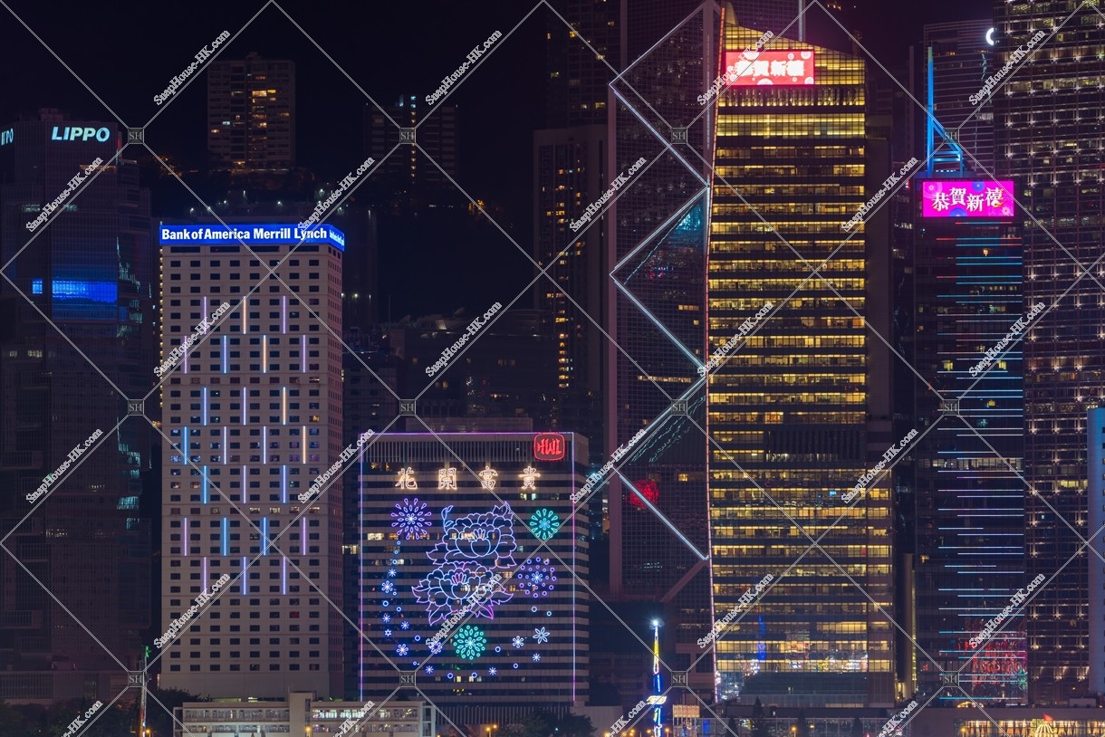 Chines new year night view, Group of buildings in the central business districts, Admiralty, No.4
