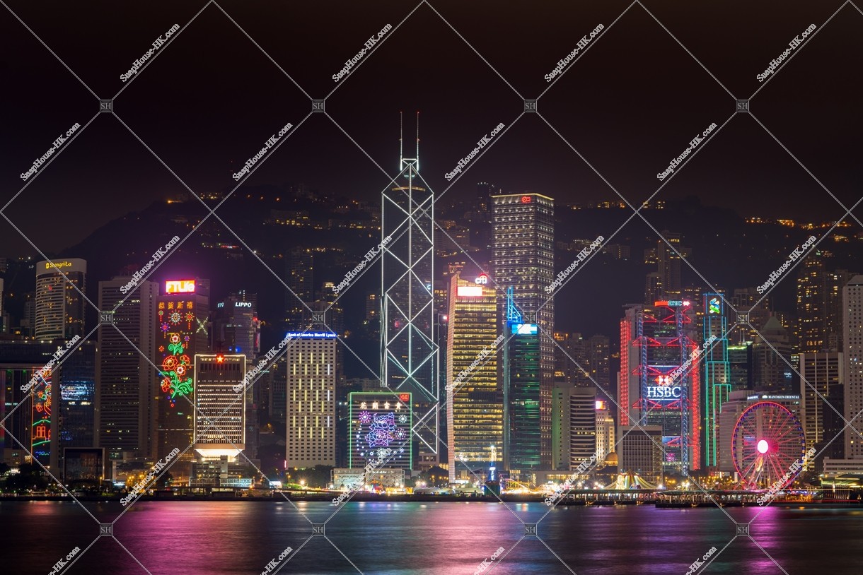 Chines new year night view, Group of buildings in the central business districts