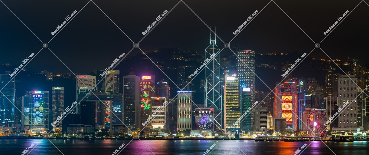 Chines new year panoramatic night view, Group of buildings in the central business districts, No.2