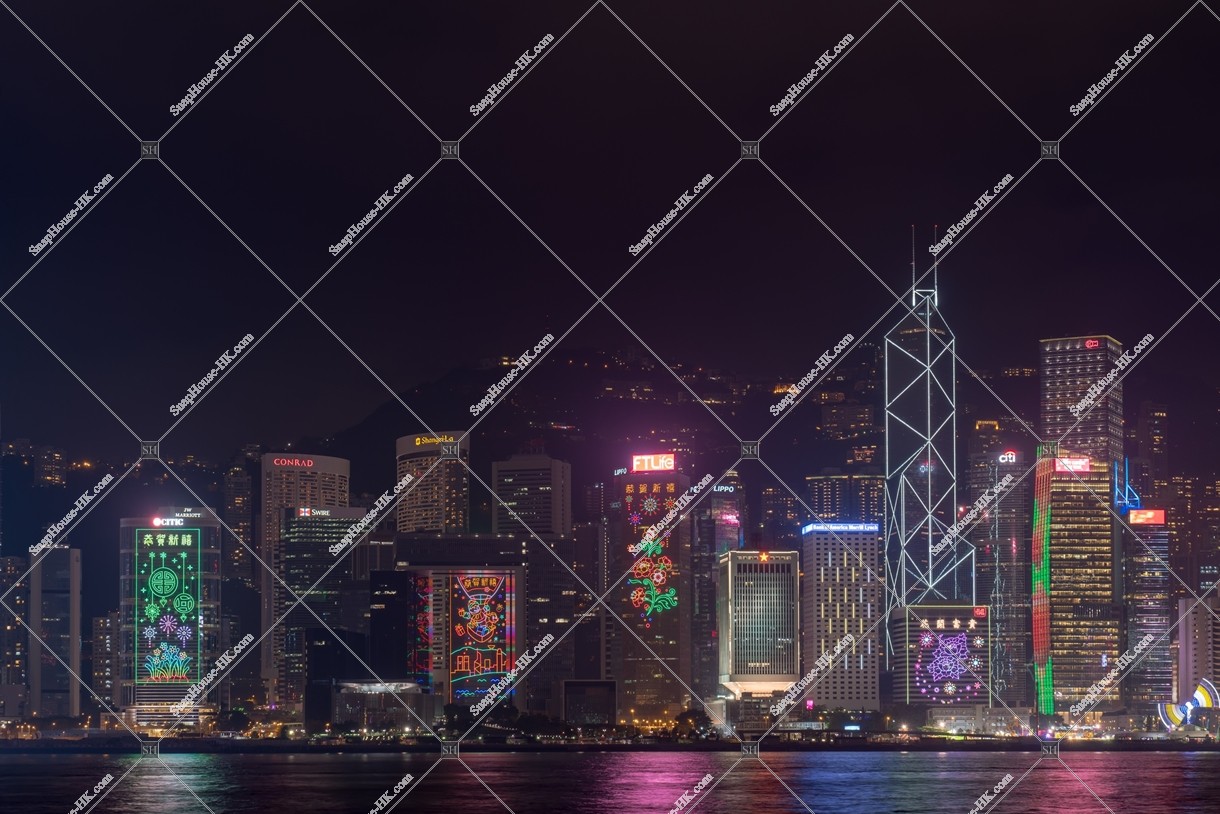 Chines new year night view, Group of buildings in the central business districts, Central, No.1