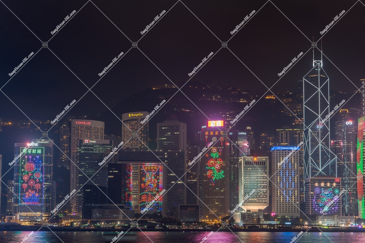 Chines new year night view, Group of buildings in the central business districts, Admiralty, No.5