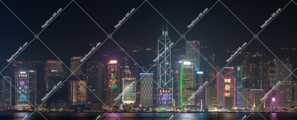 Chines new year panoramatic night view, Group of buildings in the central business districts, No.5