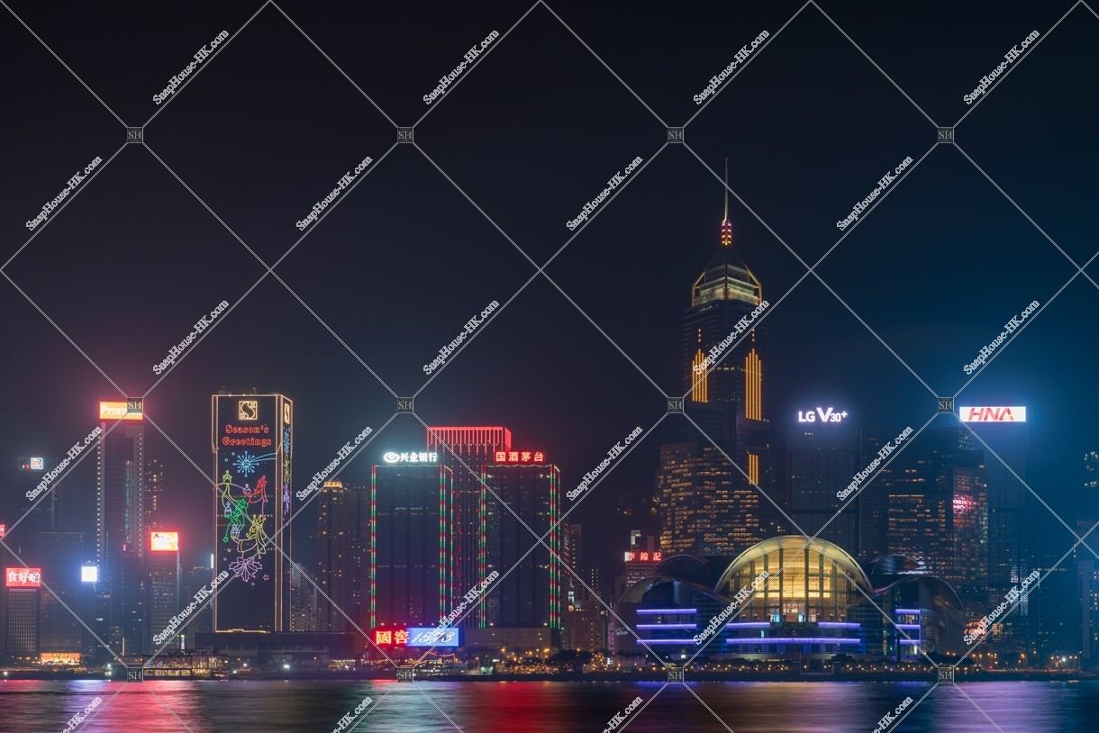 Night View of skyline, Wan Chai area, No.6