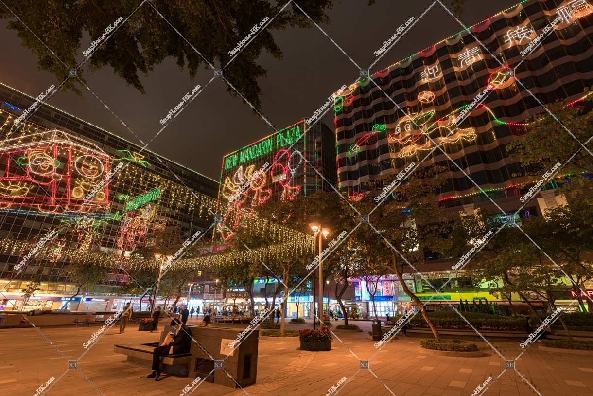 Night view of light up buildings, Tsim Sha Teui East, No.3