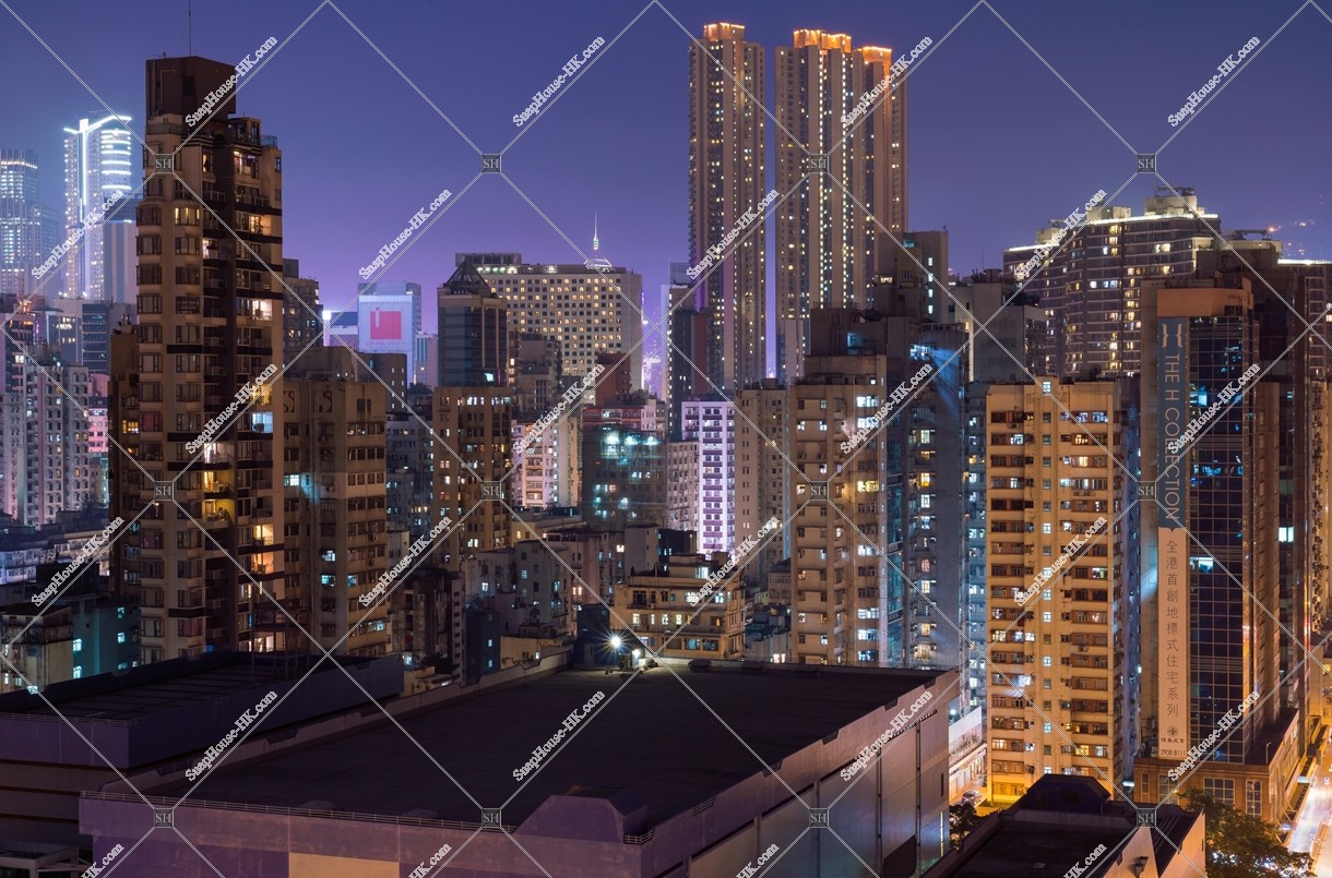 Night view of residential area, Yau Ma Tei, No.1