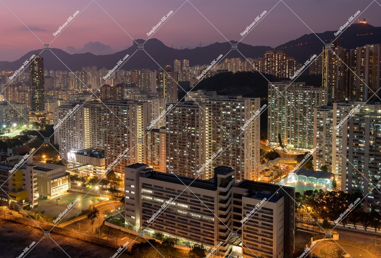 Sunset View of Apartments and Lion Rock, Ngau Chi Wan, No.2