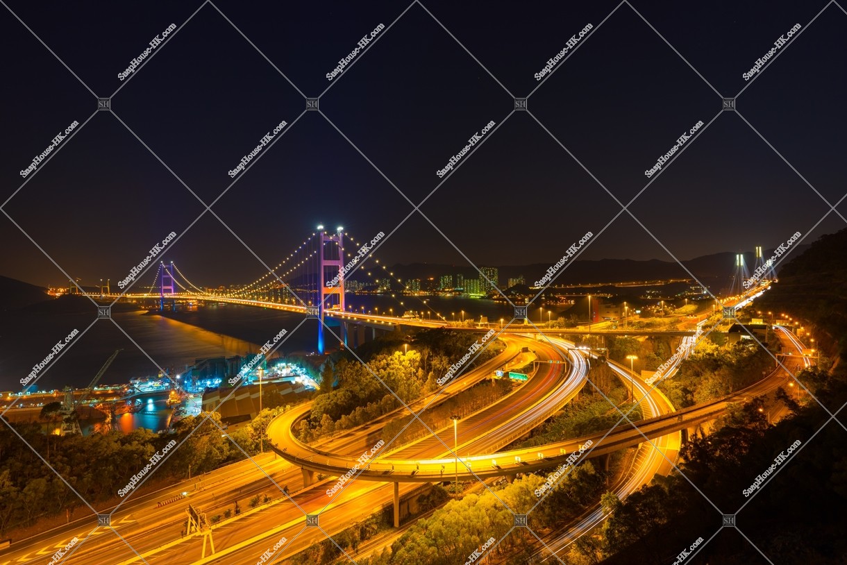 Night view of Tsing Ma Bridge and Interchange, No.2