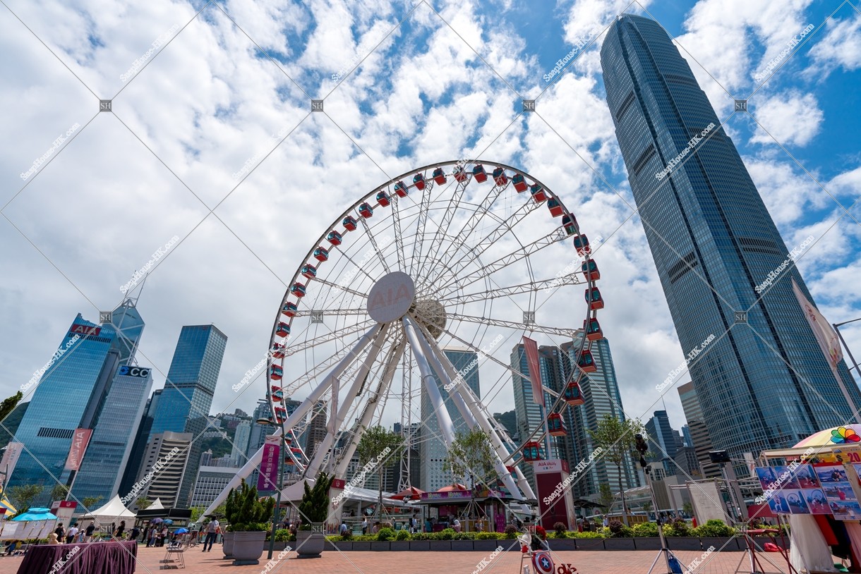 The Hong Kong Observation Wheel and high-rise buildings, Central