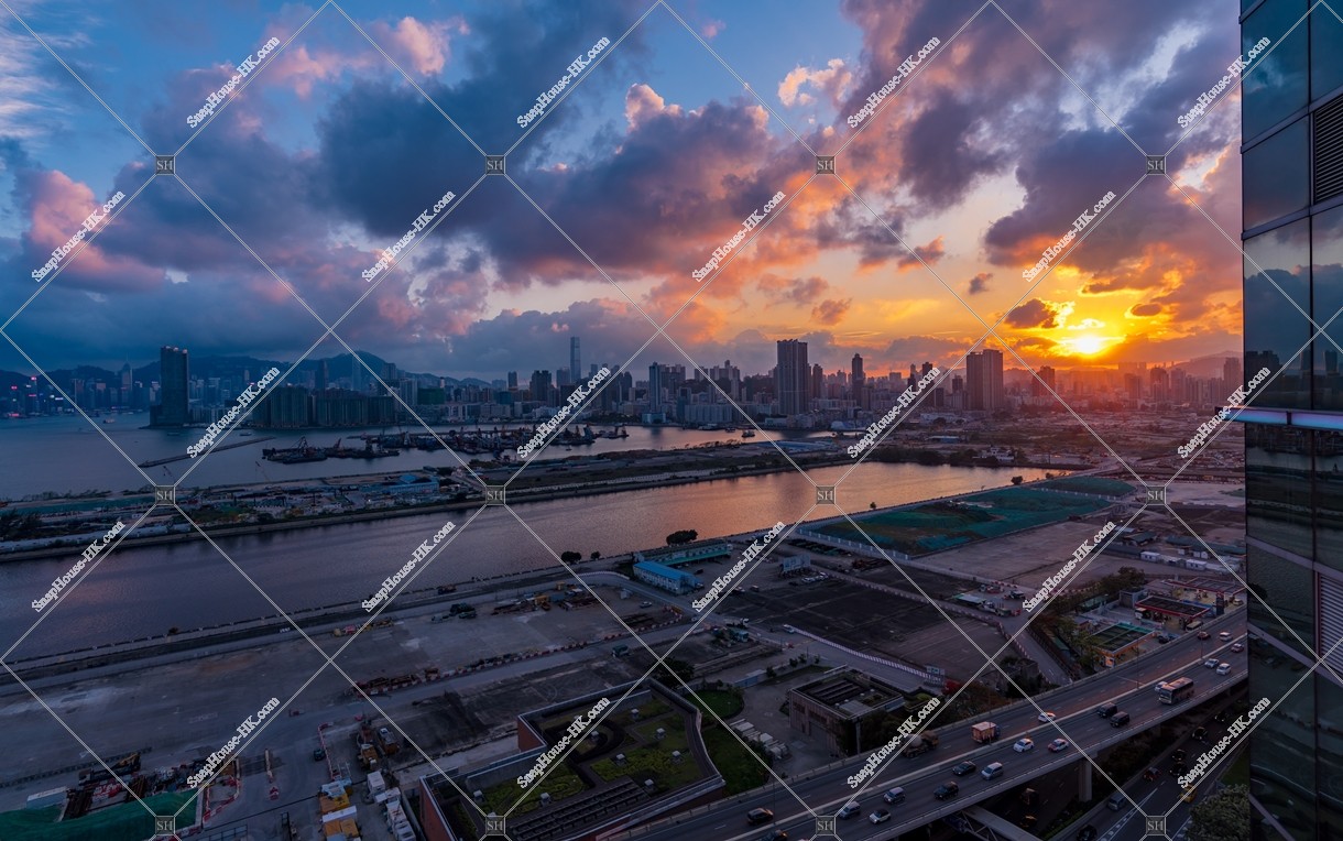 Evening scene of Kowloon and Hong Kong Island from Kowloon Bay, No.2
