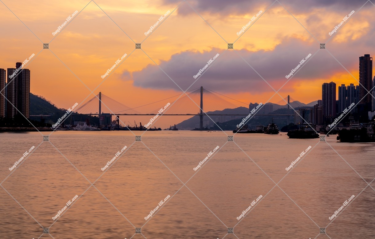 Evening scene of Ting Kau Bridge, No.2