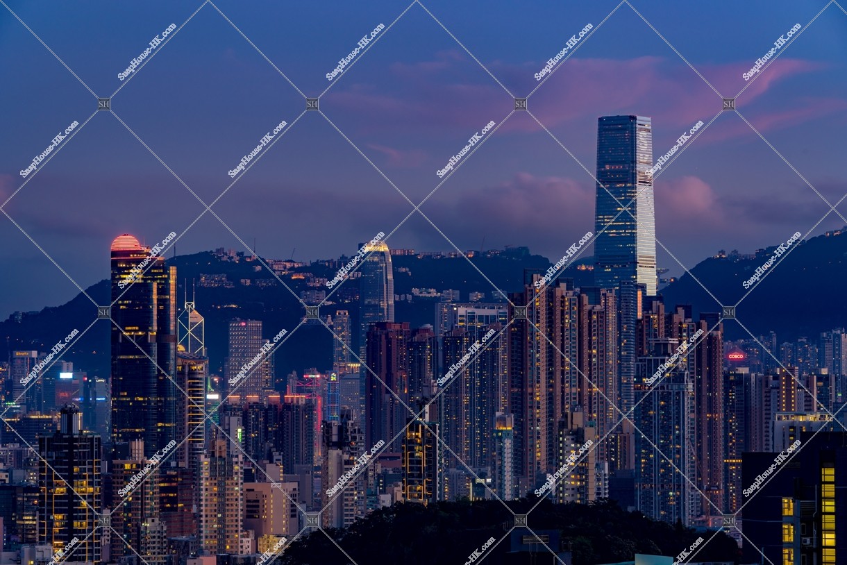 Evening scene of buildings at Hong Kong, No.3