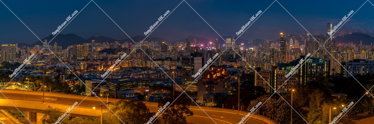 Evening scene of buildings at Hong Kong, No.7