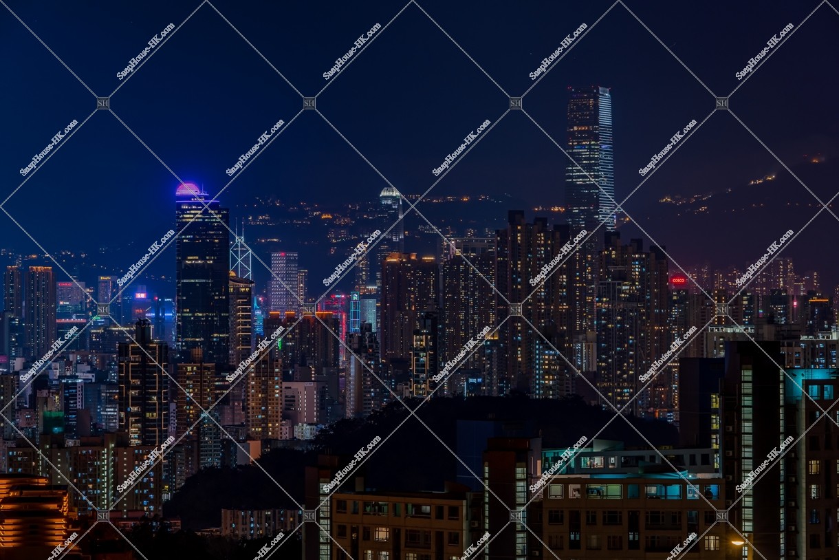 Evening scene of buildings at Hong Kong, No.11