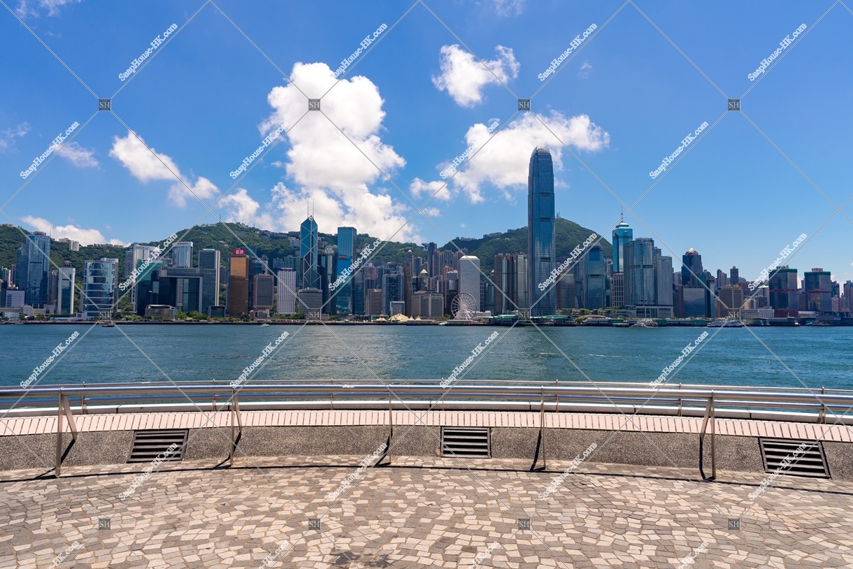 View of the high-rise buildings of Hong Kong Island and Kowloon Public Pier, Tsim Sha Tsui, No.2