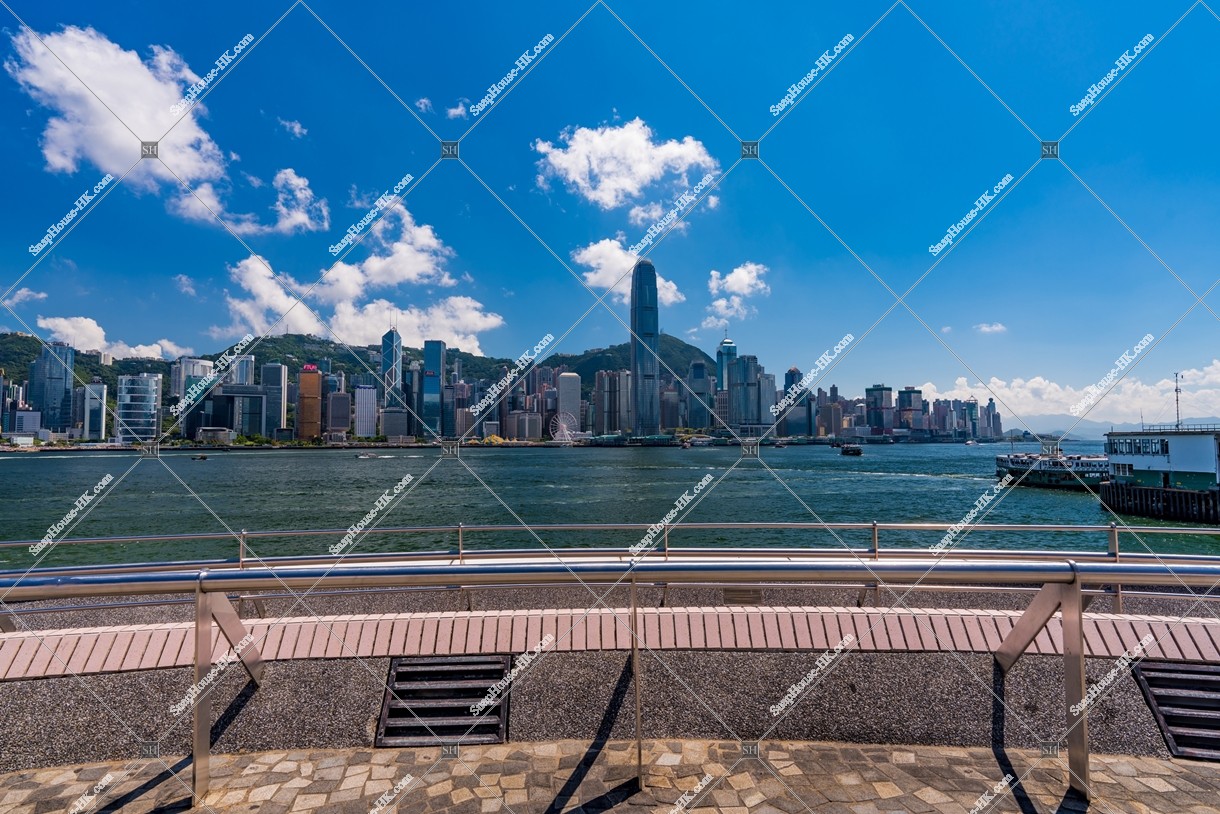 View of the high-rise buildings of Hong Kong Island and Kowloon Public Pier, Tsim Sha Tsui, No.3