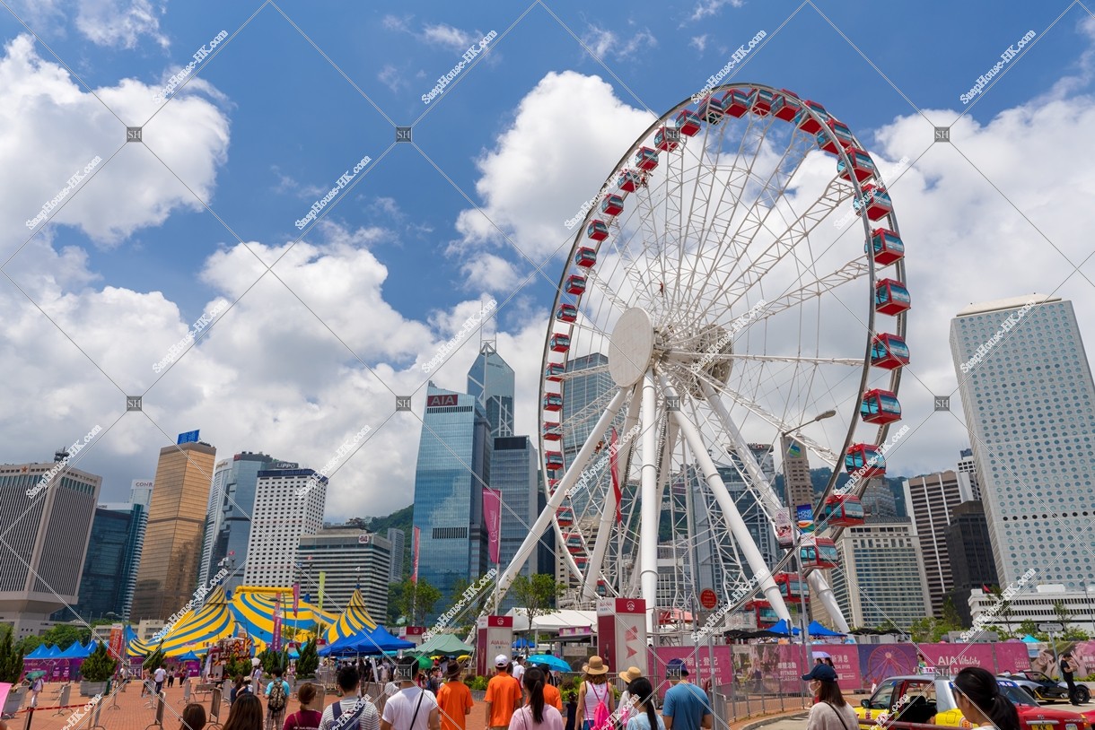 View of The Hong Kong Observation Wheel and Central