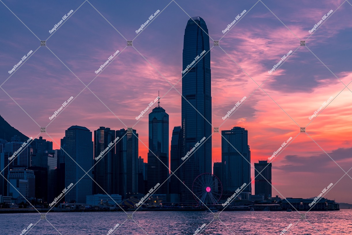 Evening scene of high-rise buildings at Central, No.3