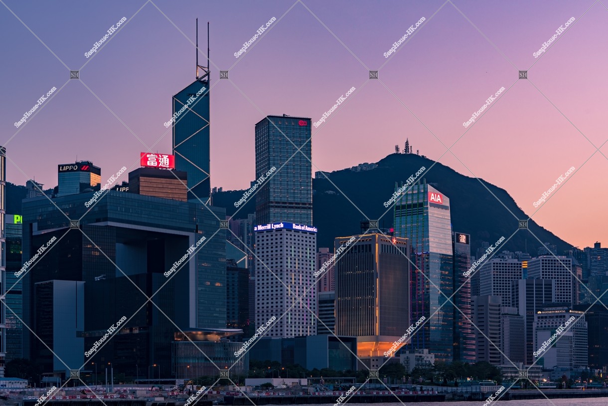 Evening scene of high-rise buildings at Central, No.5
